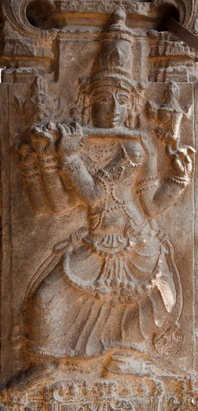 Bas relief in ancient Hindu temple depic — Stock Photo, Image