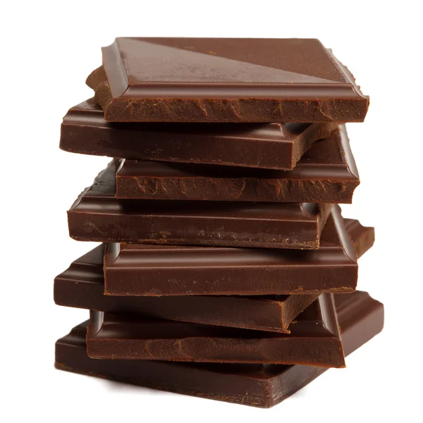 Stapel pure chocolade geïsoleerd — Stockfoto