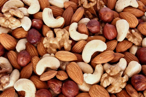 Assorted nuts (almonds, filberts, walnut — Stock Photo, Image