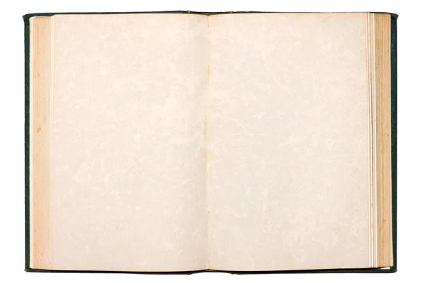 Παλιό ανοιχτό βιβλίο με τις λευκές σελίδες απομονωμένες — Φωτογραφία Αρχείου