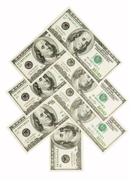 Елка из долларов и центов изола — стоковое фото