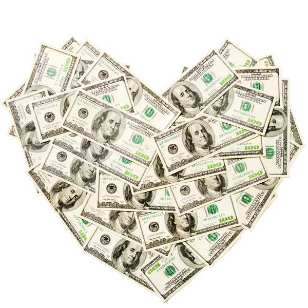 stock image Heart made of hundred dollar banknotes i