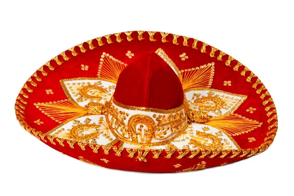 Červená sombrero, samostatný — Stock fotografie