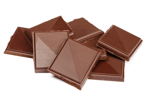 Pile of dark chocolate isolated — Stock Photo, Image