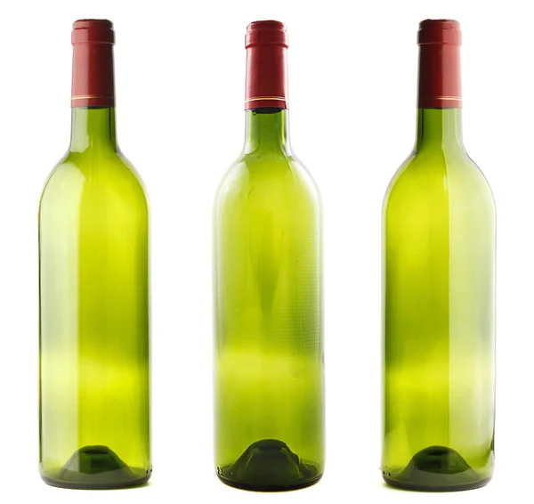 Sereval empty wine bottles isolated — Stock Photo, Image