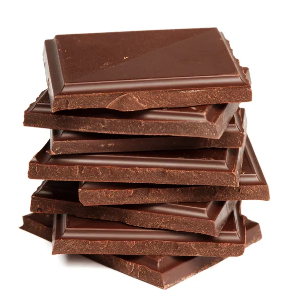 Stack of dark chocolate isolated — Stock Photo, Image