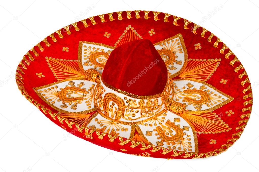 Red sombrero isolated