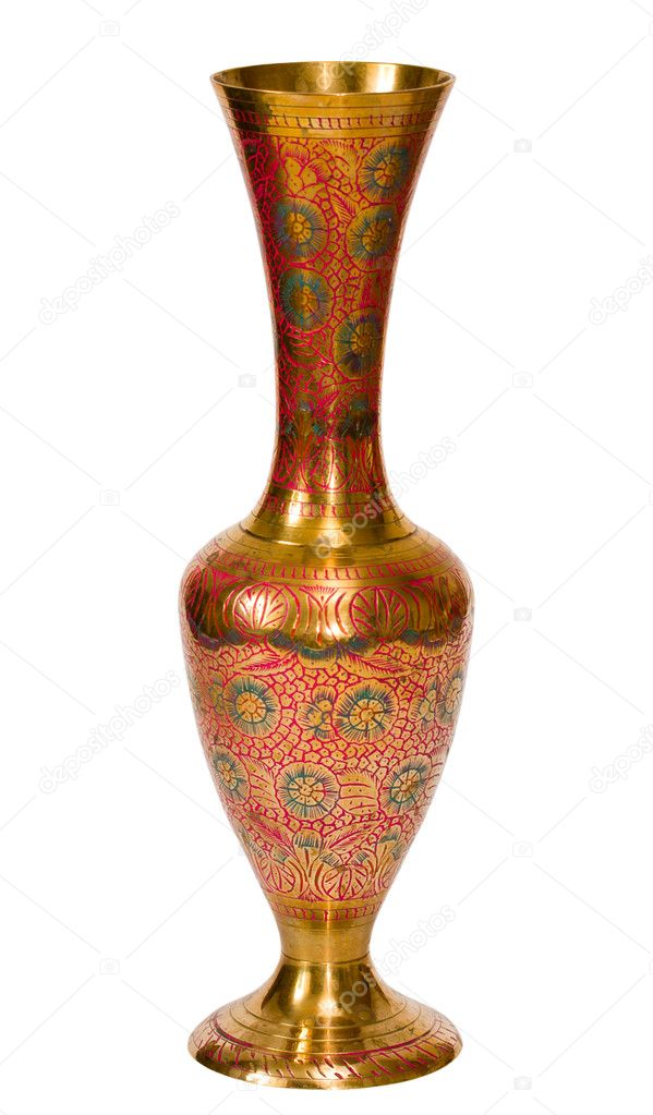 Brass stamped vase isolated