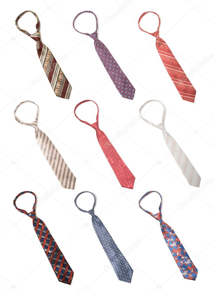 Set of man ties isolated