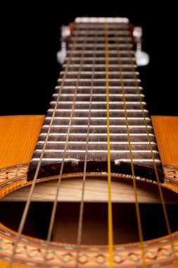 Classical guitar close up on dark clipart