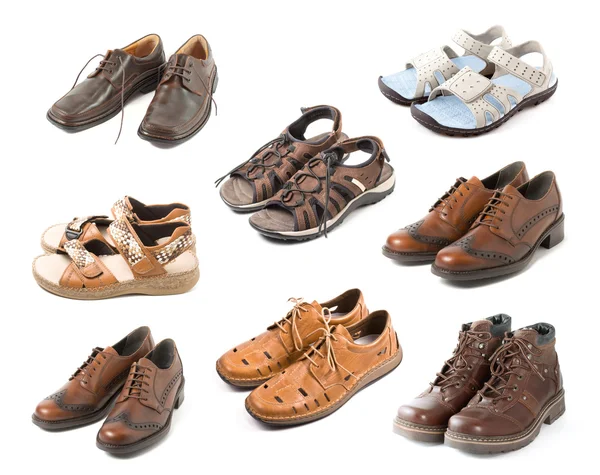 Varie scarpe isolate su bianco — Foto Stock