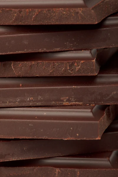 Stack of dark chocolate close up — Stock Photo, Image
