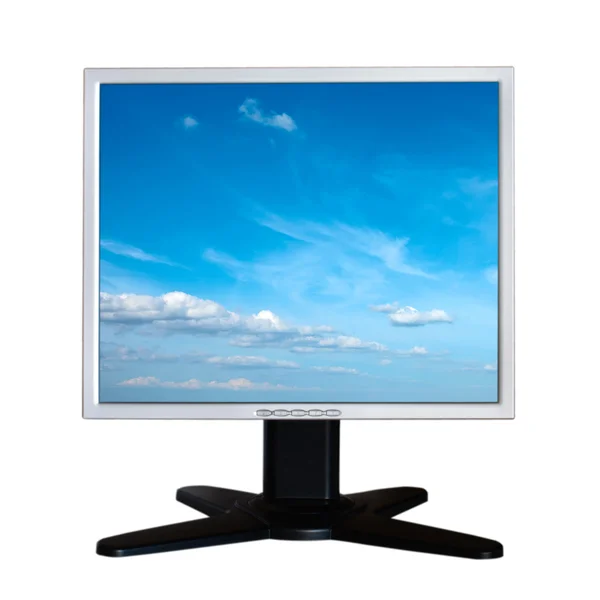 Bilgisayar lcd ekran üzerinde beyaz izole — Stok fotoğraf