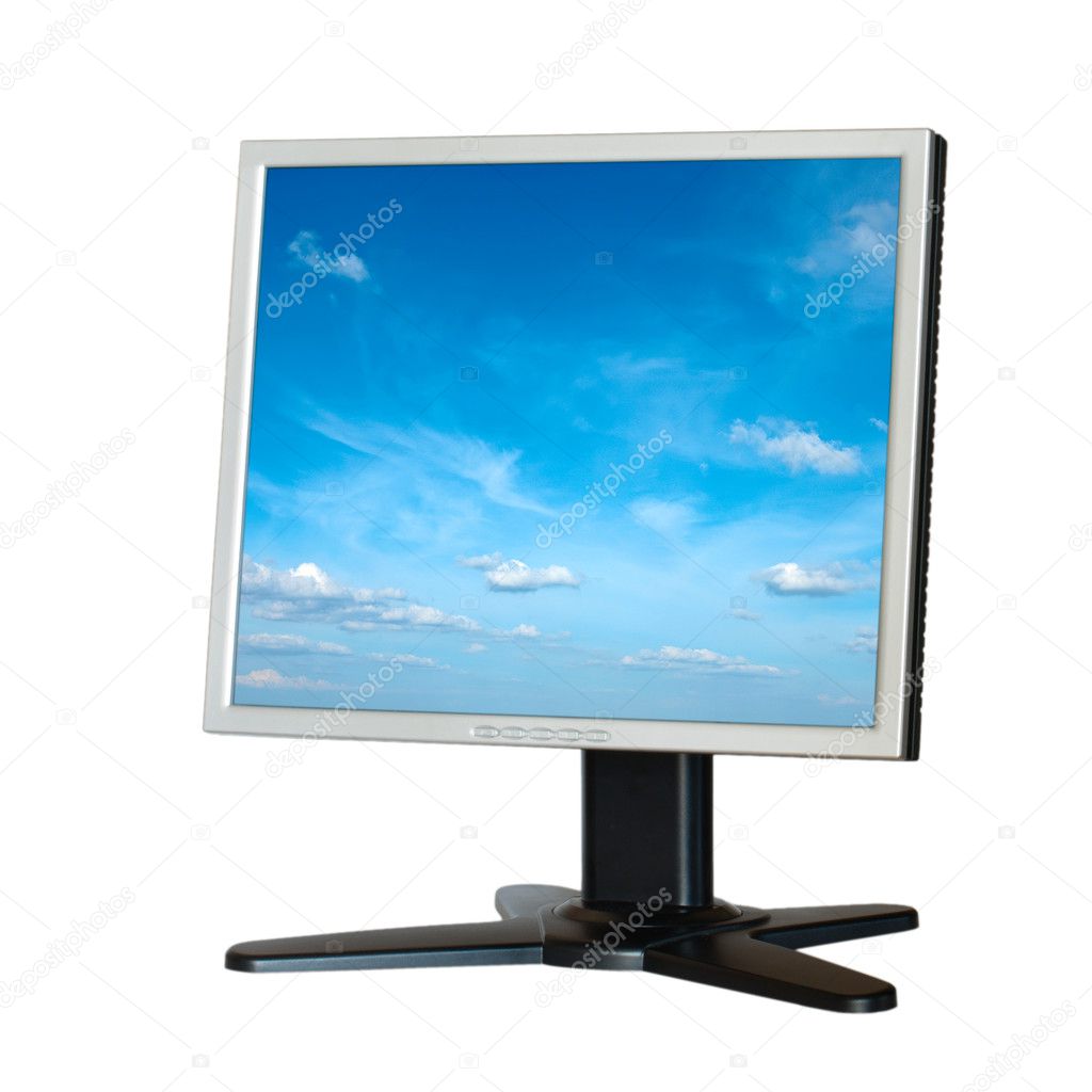 Computer LCD monitor isolated on white