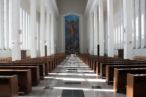 Indoor Chiesa cristiana con luci — Foto Stock