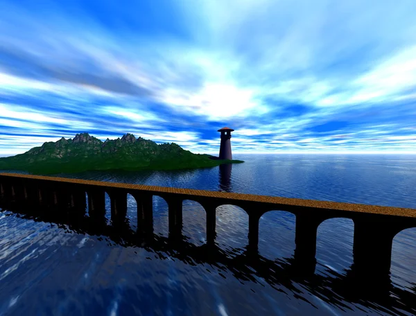 Мост на маяк — стоковое фото