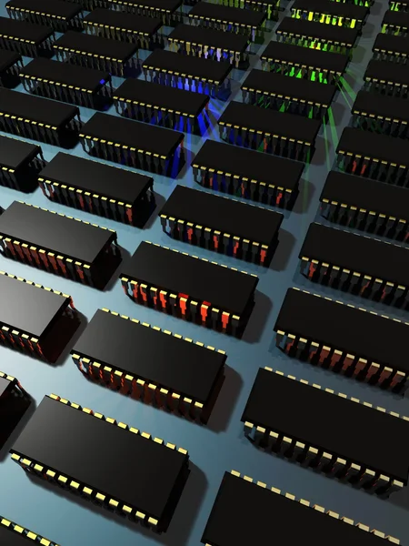 Tecnologia dei microchip 3D — Foto Stock