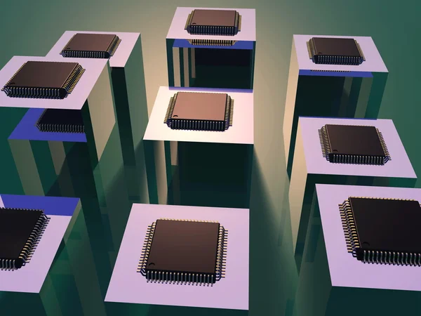 Microchip Tecnologia 3D — Fotografia de Stock