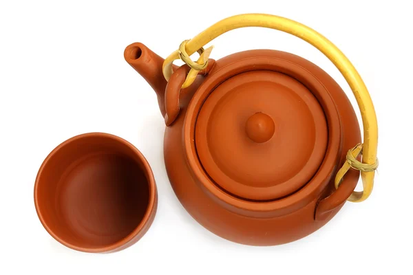 Teekanne aus Ton mit Tasse für den chinesischen Tee — Stockfoto