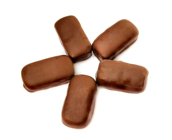 Five chocolate candies — Stock Photo, Image