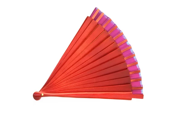 Chinese rode houten fan op de witte — Stockfoto