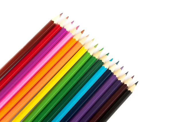 Multicolored pencils, isolated on the wh — Stock Photo, Image