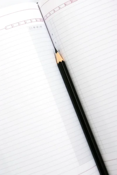 참고도 서와 연필, 흰색 절연 — 스톡 사진