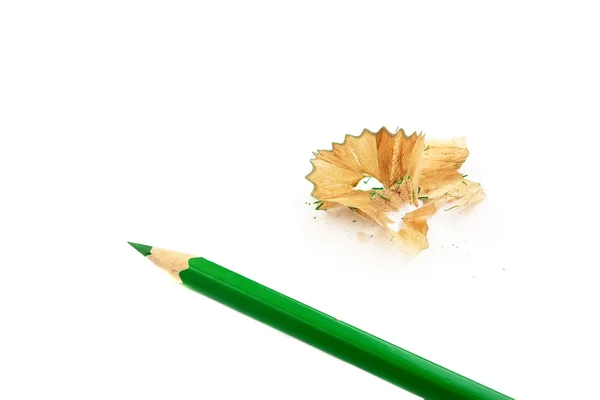 Sharpener and pencil, isolated on the wh — Stock Photo, Image