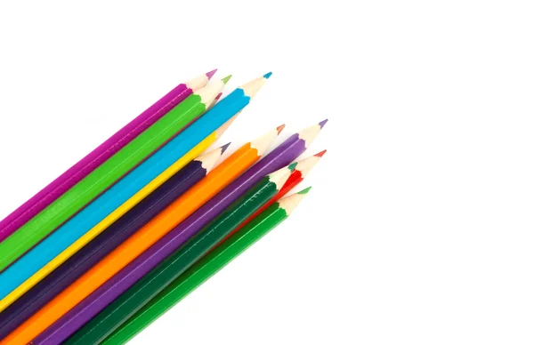 Crayons multicolores, isolés sur le wh — Photo