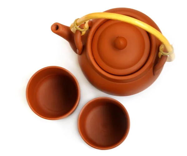 Clay teapot with two cups for the Chines — Stock Photo, Image