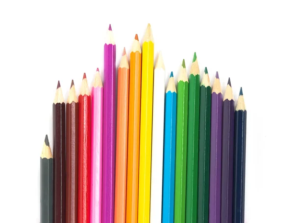Multicolored pencils, isolated on the wh — Stock Photo, Image