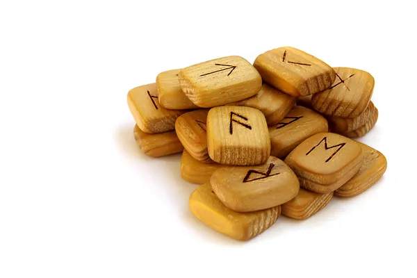 stock image Old wooden runes