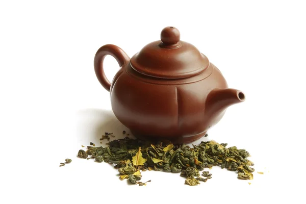 Lera tekanna för kinesiska te — Stockfoto