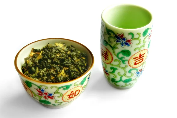 Set of ware for green tea Royalty Free Stock Images