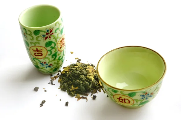 Set of ware for green tea Stock Image
