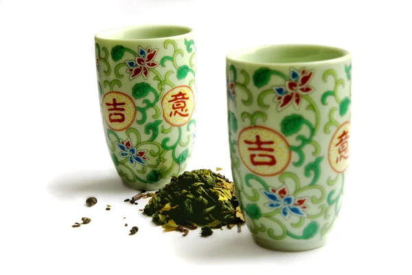 Set of ware for green tea Stock Image