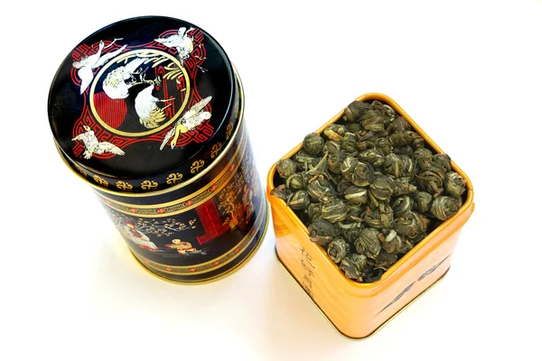 Két dobozok, zöld tea — Stock Fotó