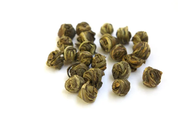 Zielona herbata pleciony w kulki — Zdjęcie stockowe