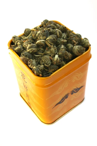Zielona herbata w pudełku — Zdjęcie stockowe