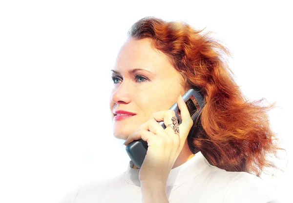Γυναίκα μιλώντας κινητό τηλέφωνο — Φωτογραφία Αρχείου