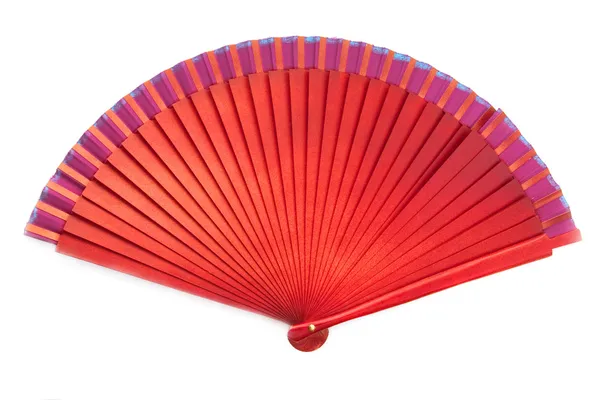 Chinese red wooden fan on the white — Stock Photo, Image