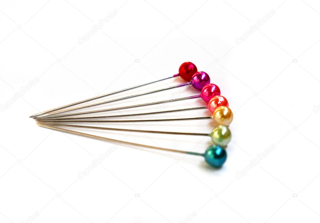 Multi-coloured sewing pins