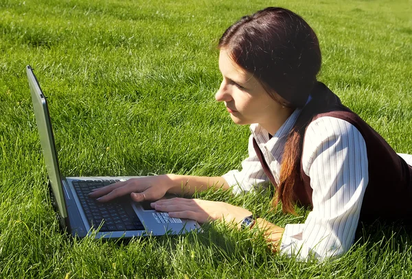 stock image Woman with laptop