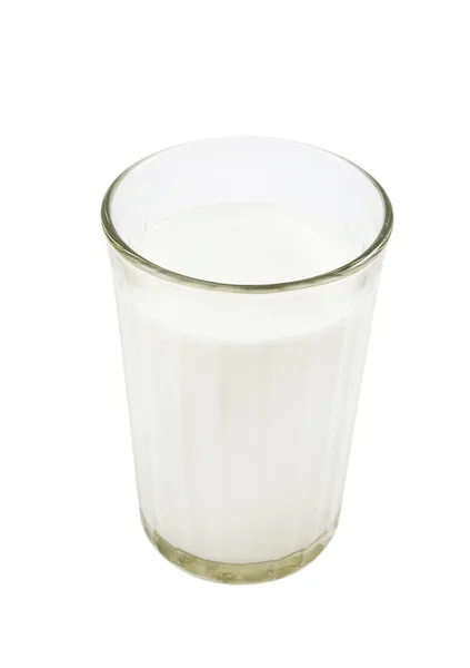 Пляшка і склянка зі свіжим молоком, на — стокове фото