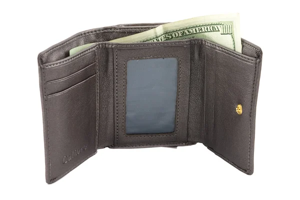Single gray leather wallet — Stock Photo, Image
