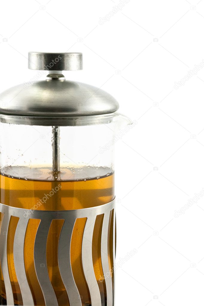 French press with tea