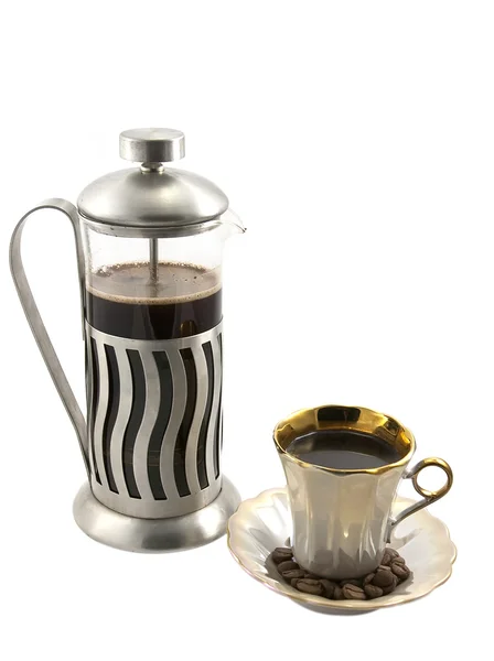 French press with coffee — Stock Photo, Image