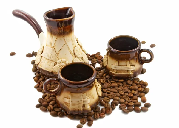 Set di argille per caffè sul bianco — Foto Stock