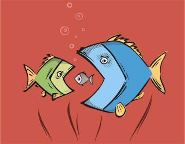 Fishes eating each other clipart