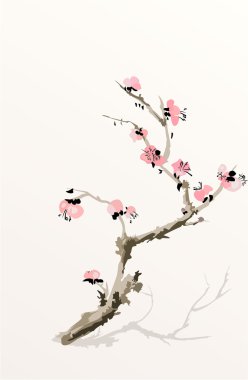 Blooming plum-tree clipart